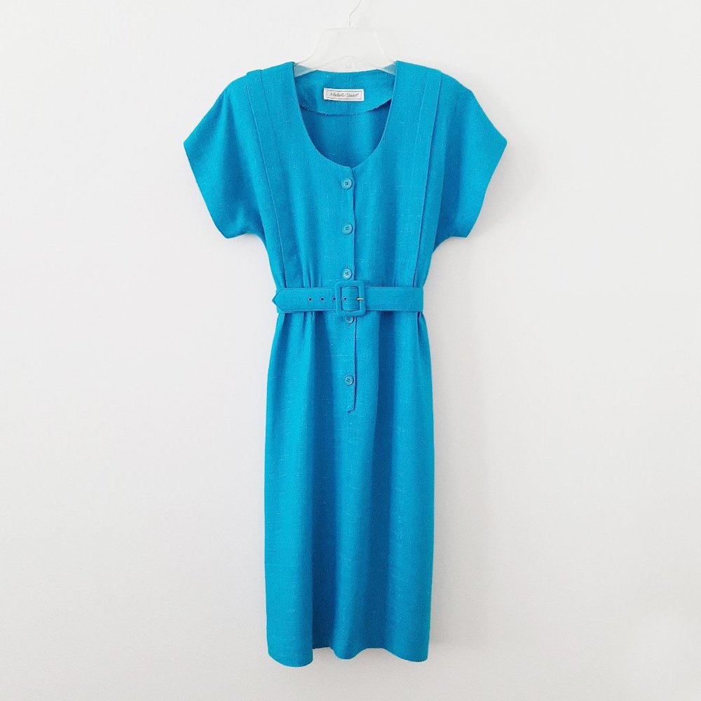 Michelle Stuart Blue Belted Dress